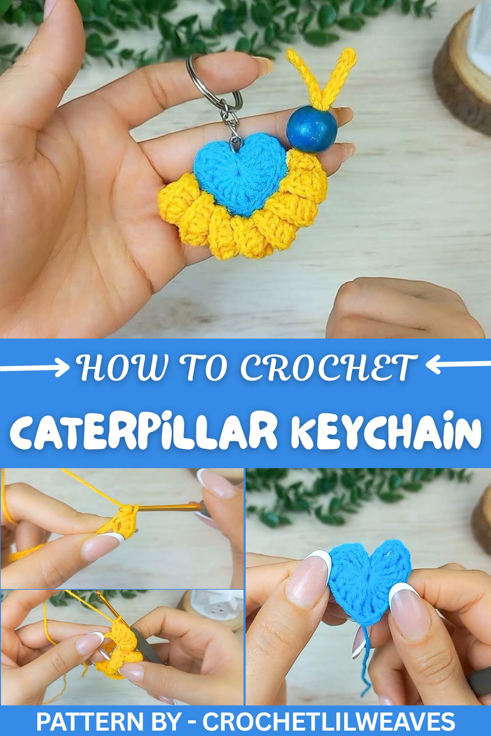Cute Crochet Caterpillar Keychain Pattern