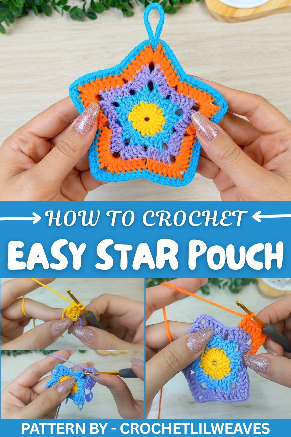 Easy Crochet Star Pouch Pattern