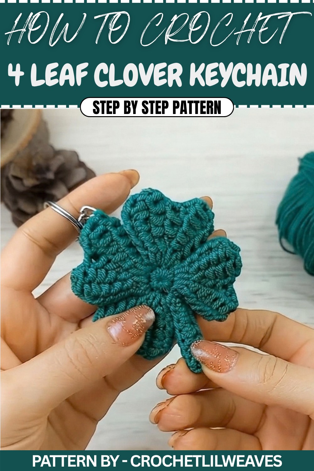 Free Crochet 4 Leaf Clover Keychain Pattern