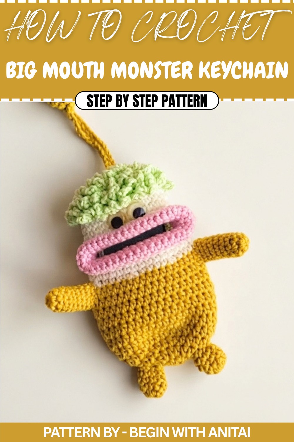 Free Crochet Big Mouth Monster Keychain Pattern
