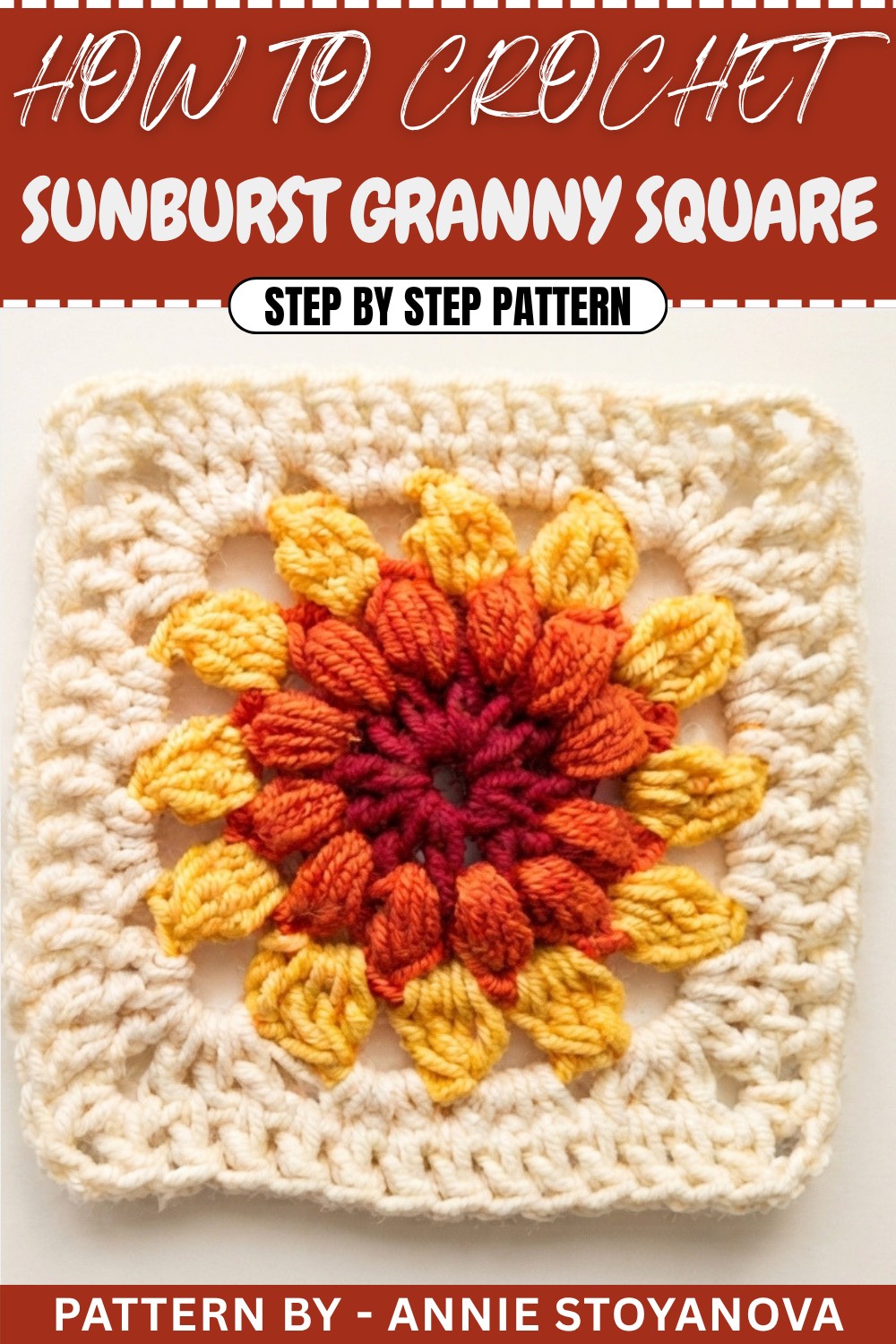 Free Crochet Sunburst Granny Square Pattern