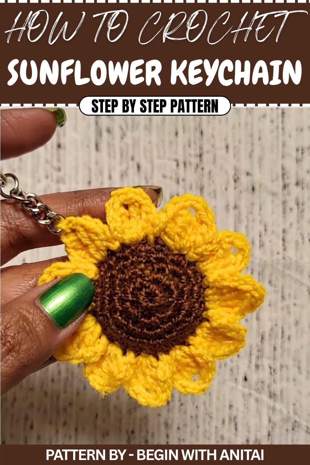 Free Crochet Sunflower Keychain Pattern