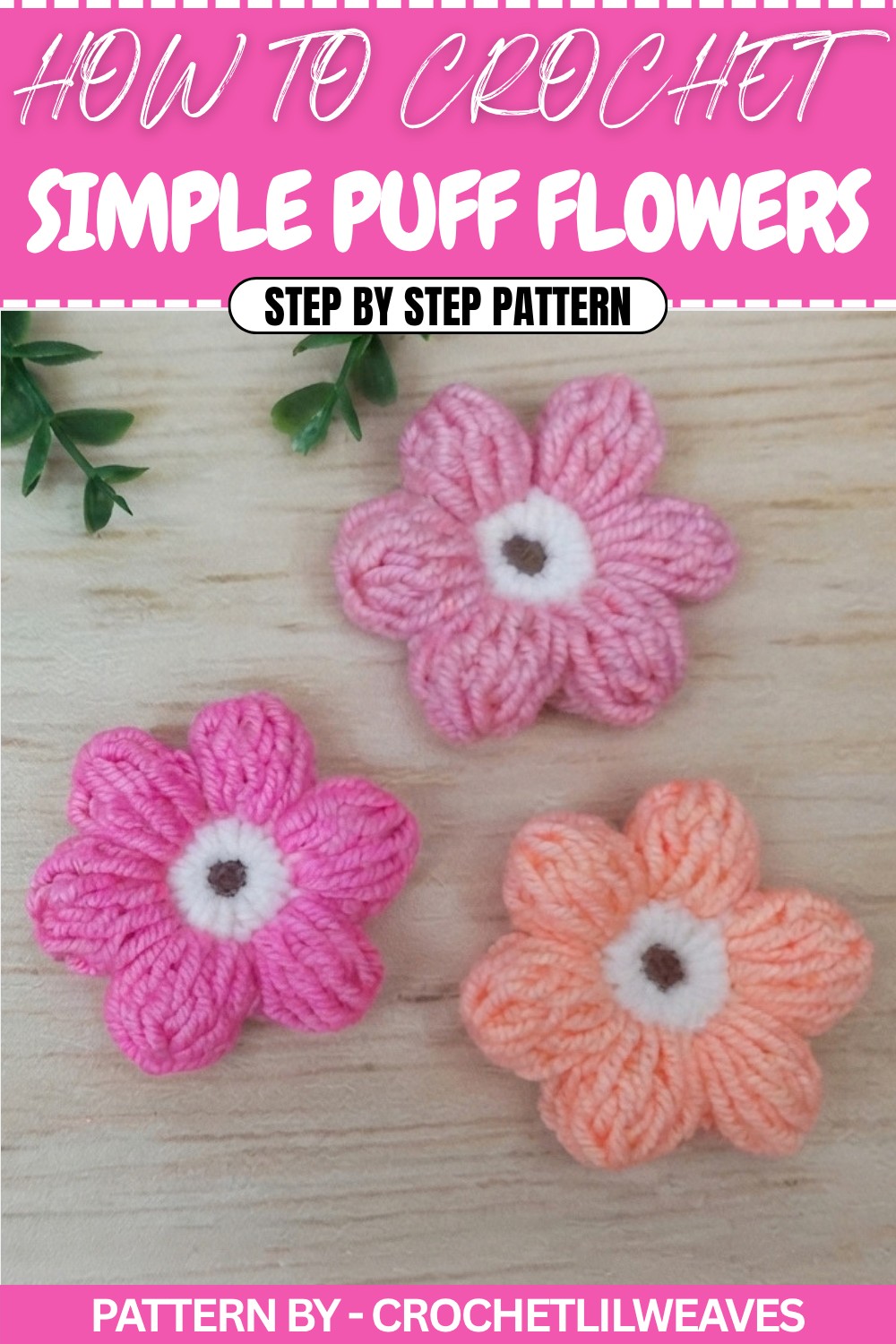 Free Simple Crochet Puff Flowers Pattern (1)