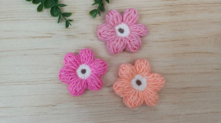 Simple Crochet Puff Flowers Pattern 7
