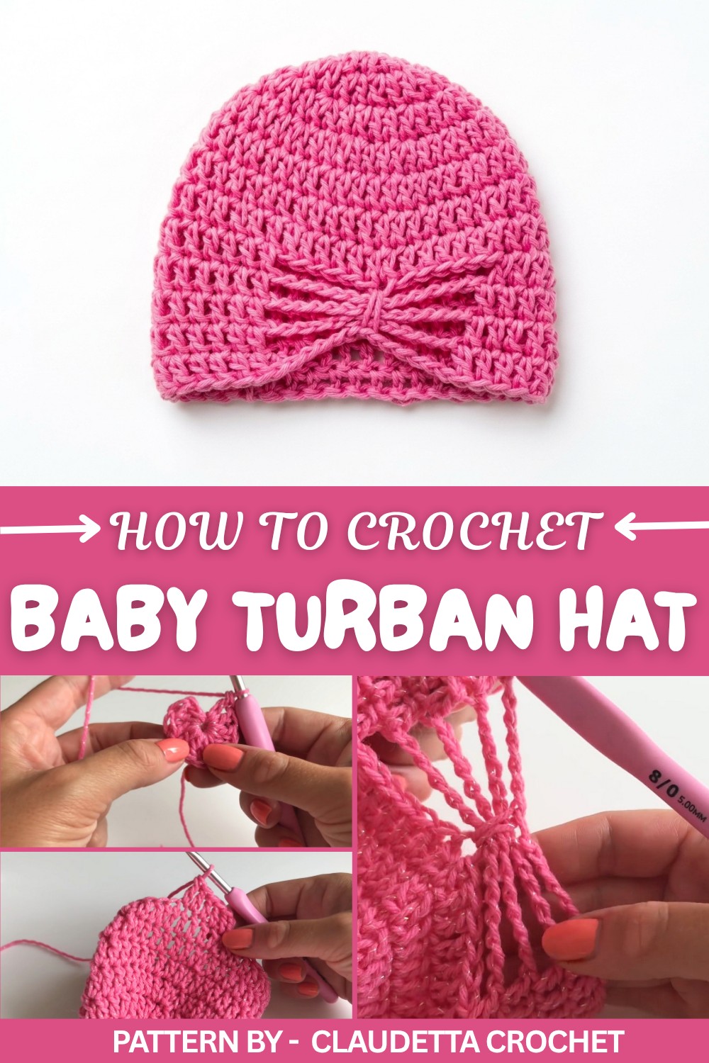 Stylish & Easy Baby Turban Hat Free Crochet Pattern