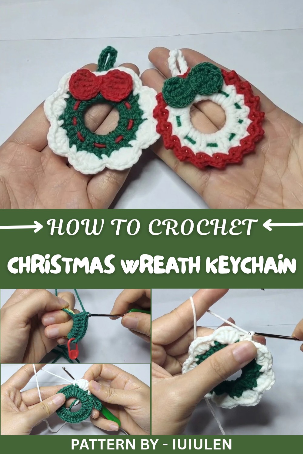 Crochet Christmas Wreath Keychain Pattern
