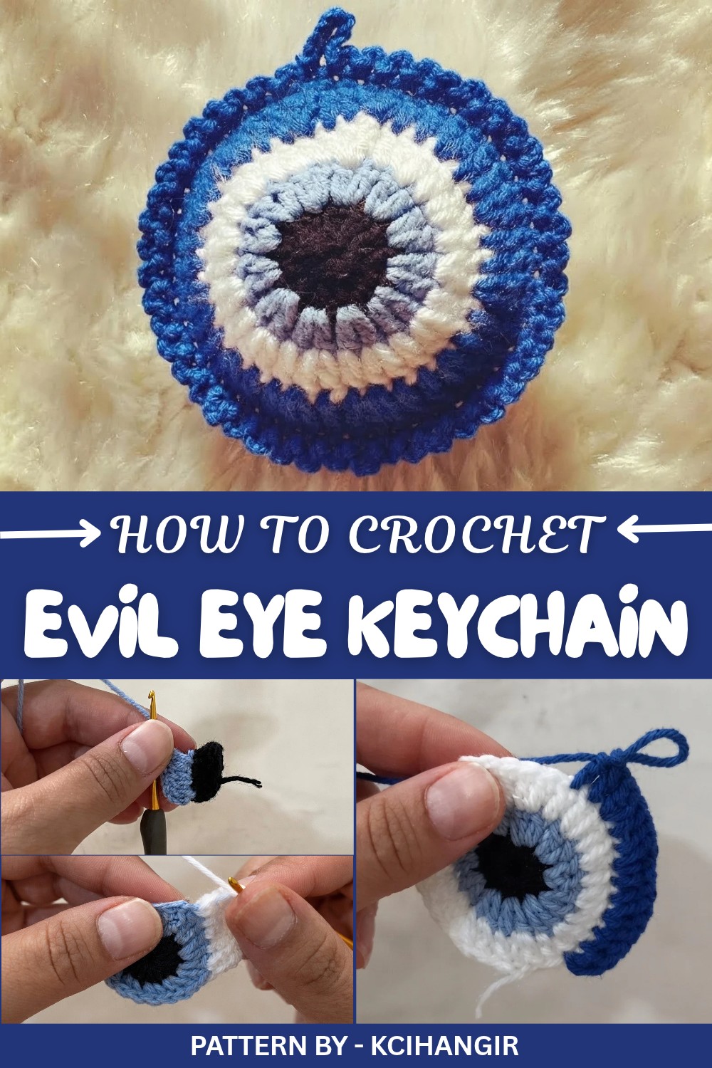 Crochet Evil Eye Keychain Pattern