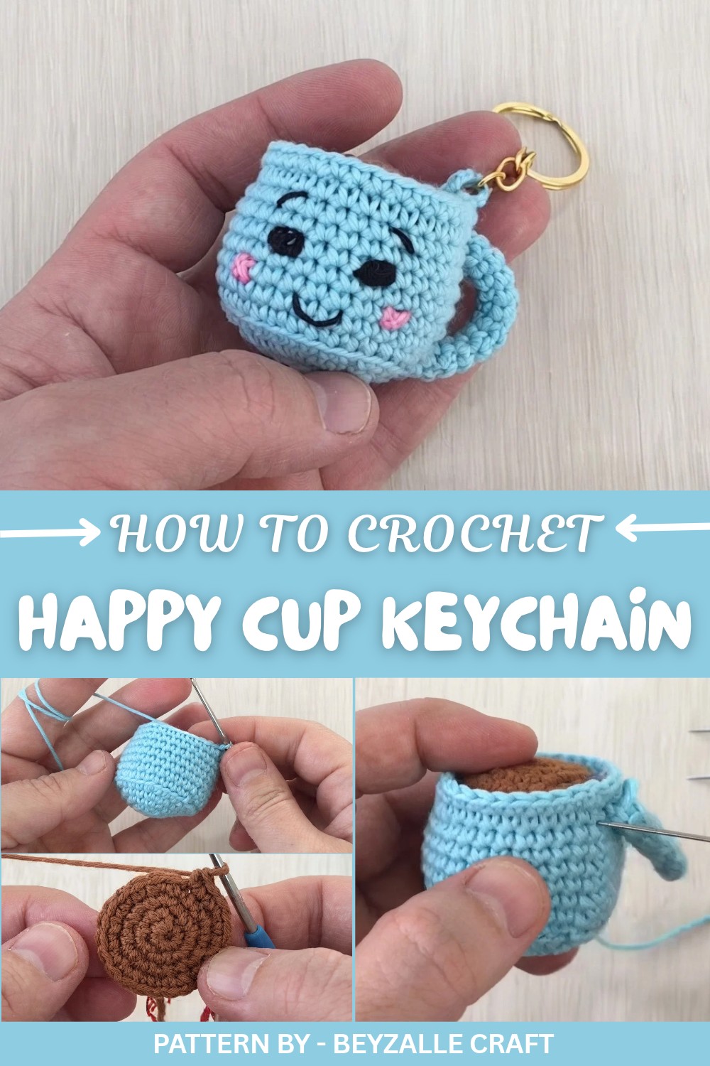 Crochet Happy Cup Keychain Pattern