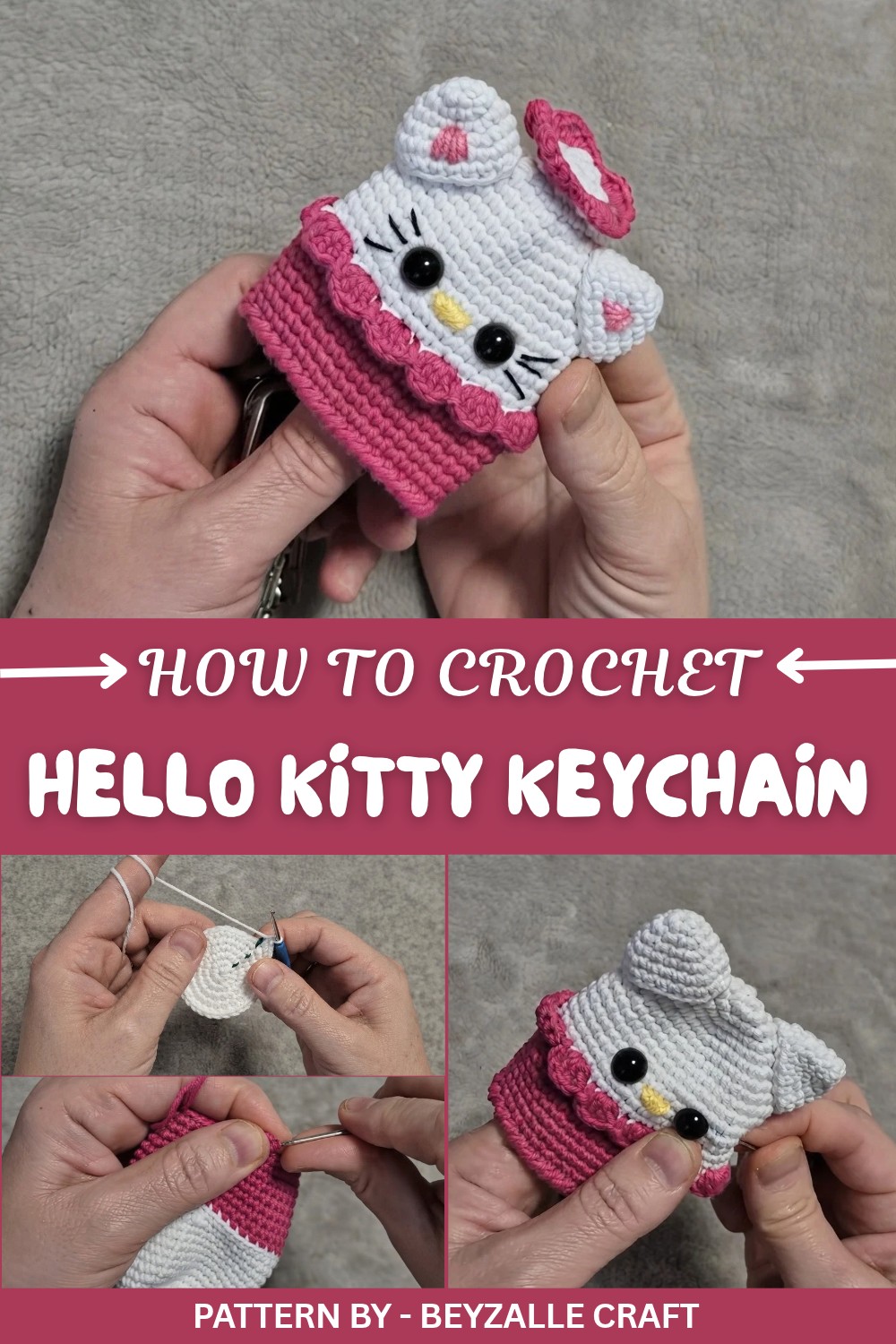Crochet Hello Kitty Keychain Pattern