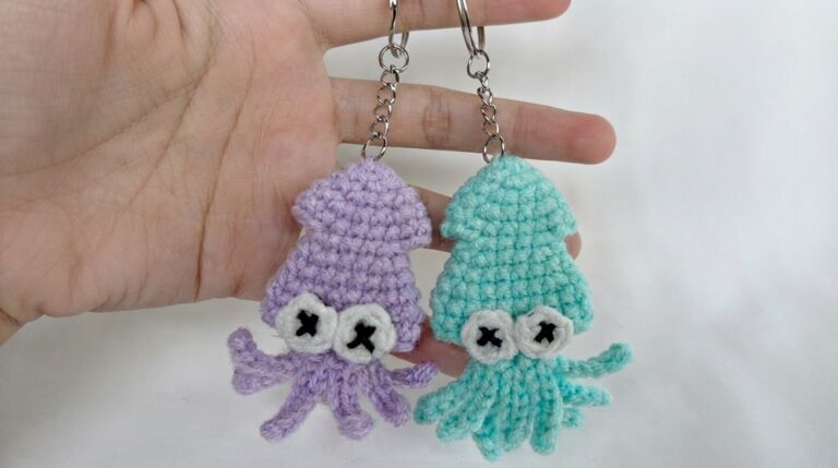 Crochet No Sew Squid Keychain Pattern 7