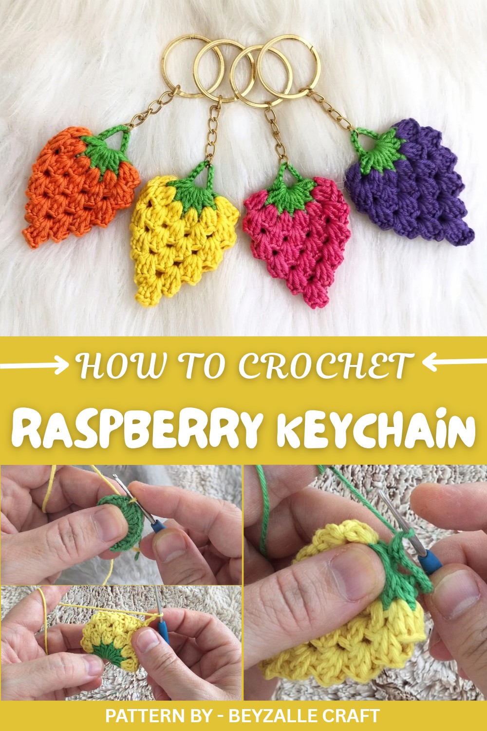 Crochet Raspberry Keychain Pattern