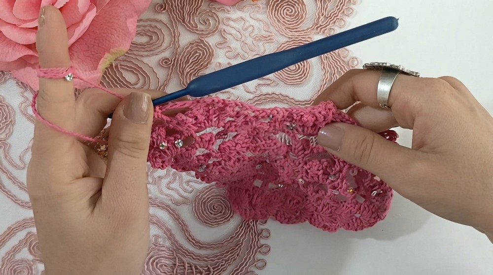 Crochet Sequined Bandana Pattern 5