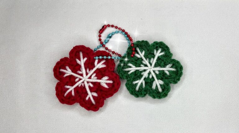 Crochet Snowflake Keychain Pattern 8