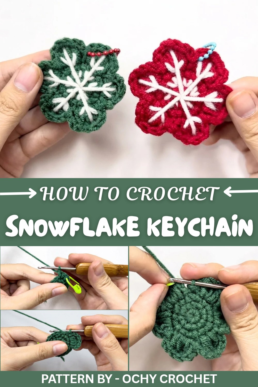 Crochet Snowflake Keychain Pattern