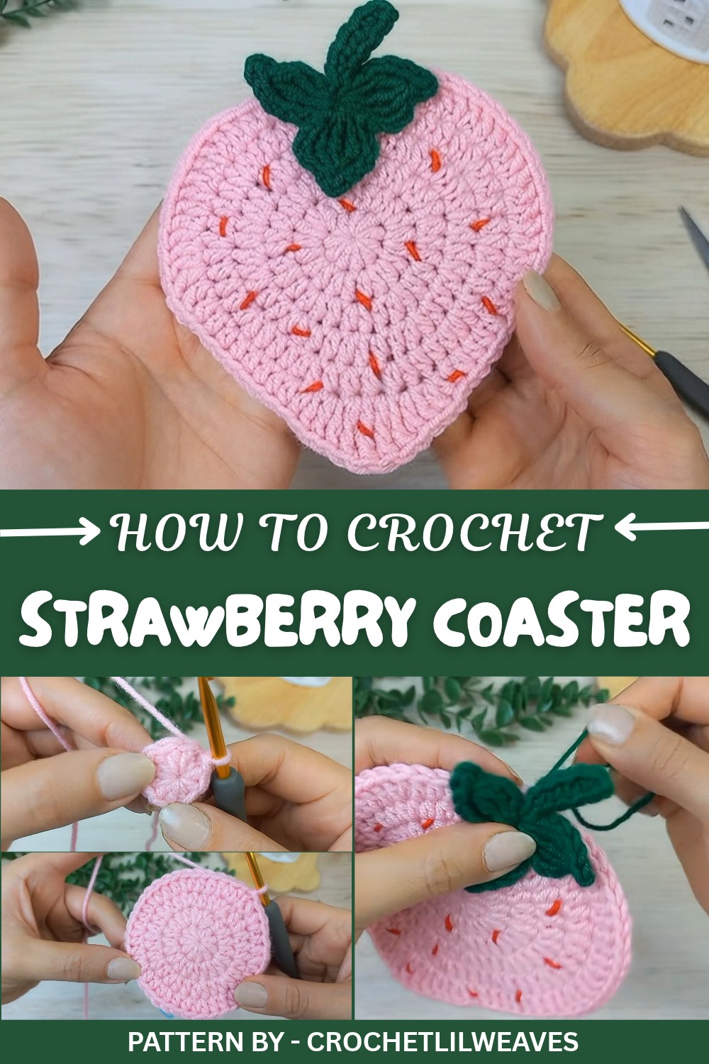 Crochet Strawberry Coaster Pattern