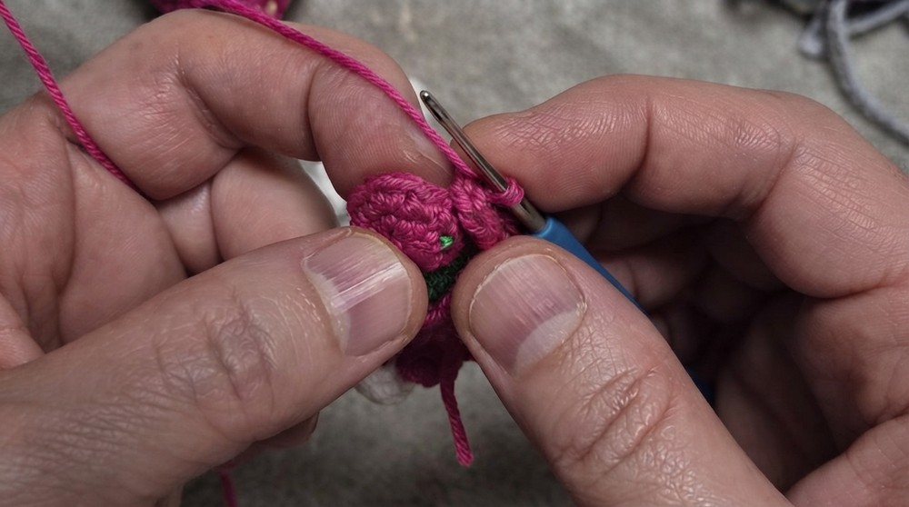 Crochet Strawberry Keychain Pattern 3