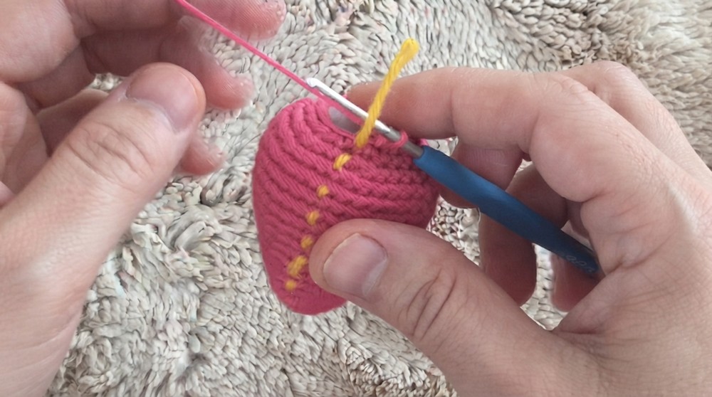 Crochet Strawberry Keychain Pattern 3