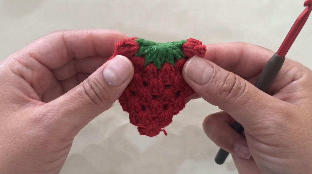 Crochet Strawberry Keychain Pattern 5
