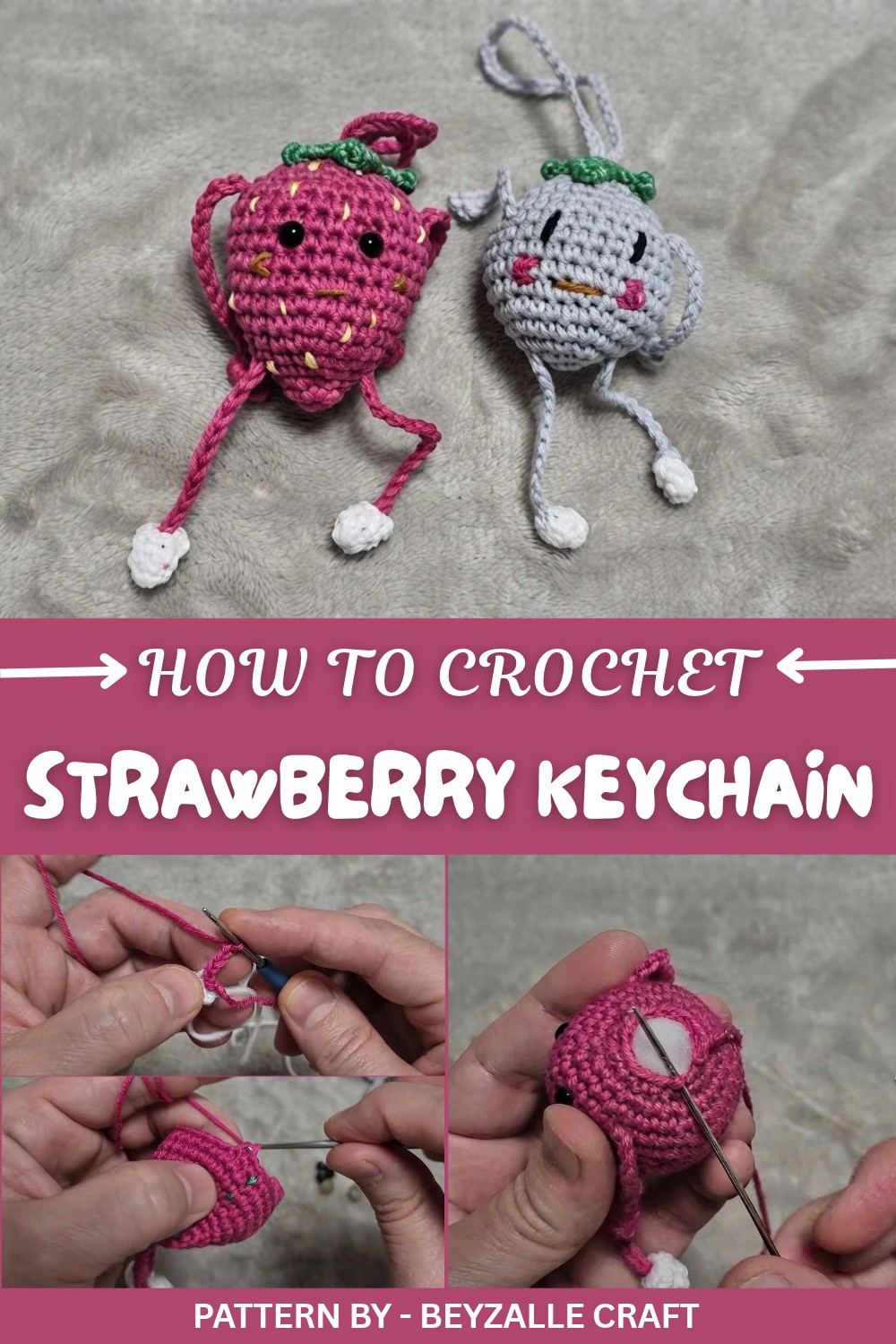 Crochet Strawberry Keychain Pattern