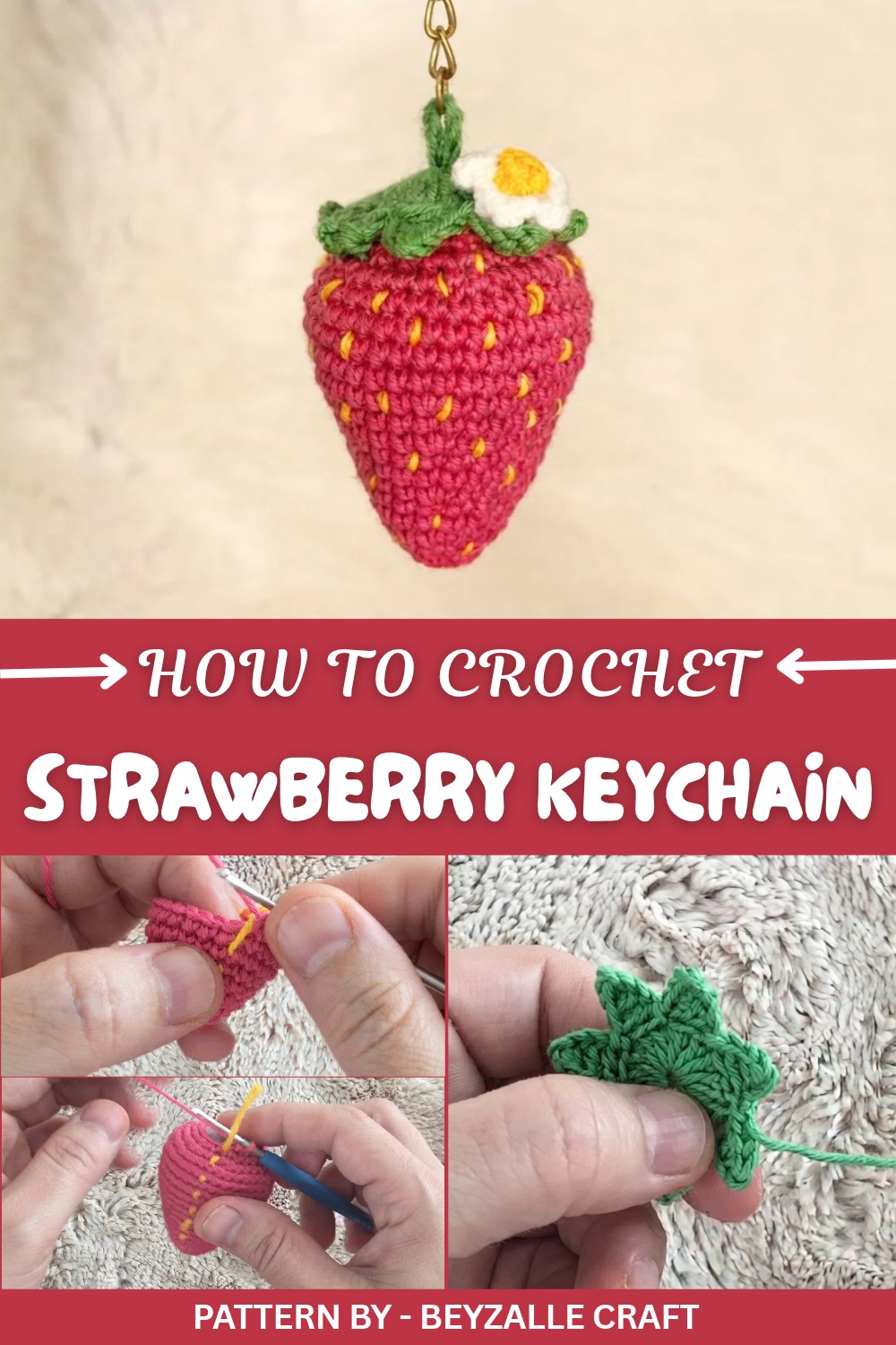 Crochet Strawberry Keychain Pattern