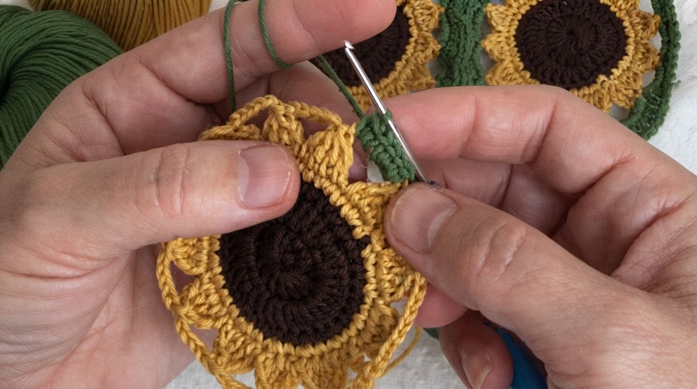 Crochet Sunflower Motif Pattern 4