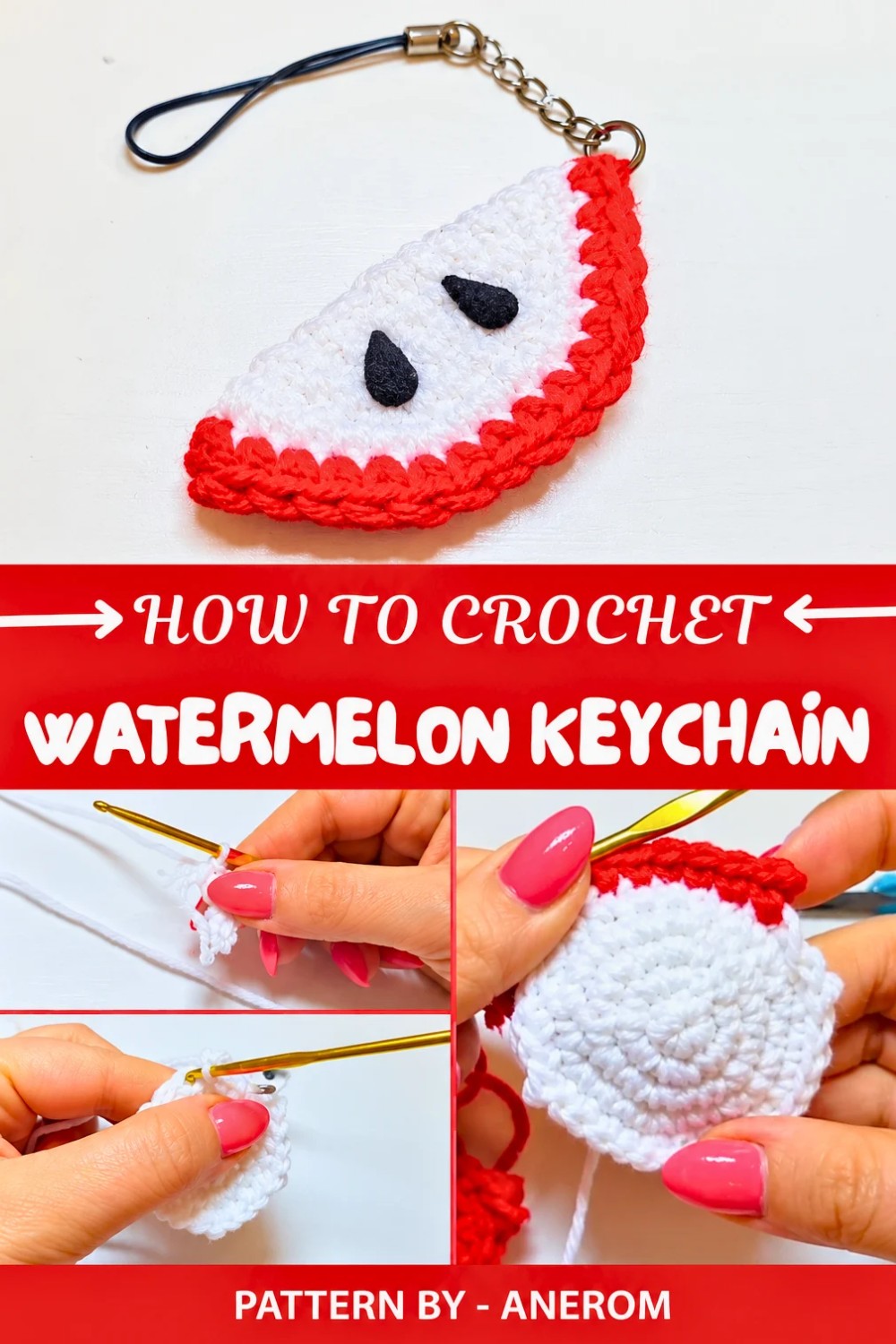 Crochet Watermelon Keychain Pattern