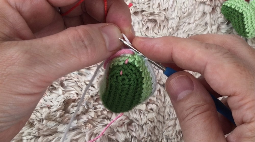 Crochet Watermelon Slice Keychain Pattern 4
