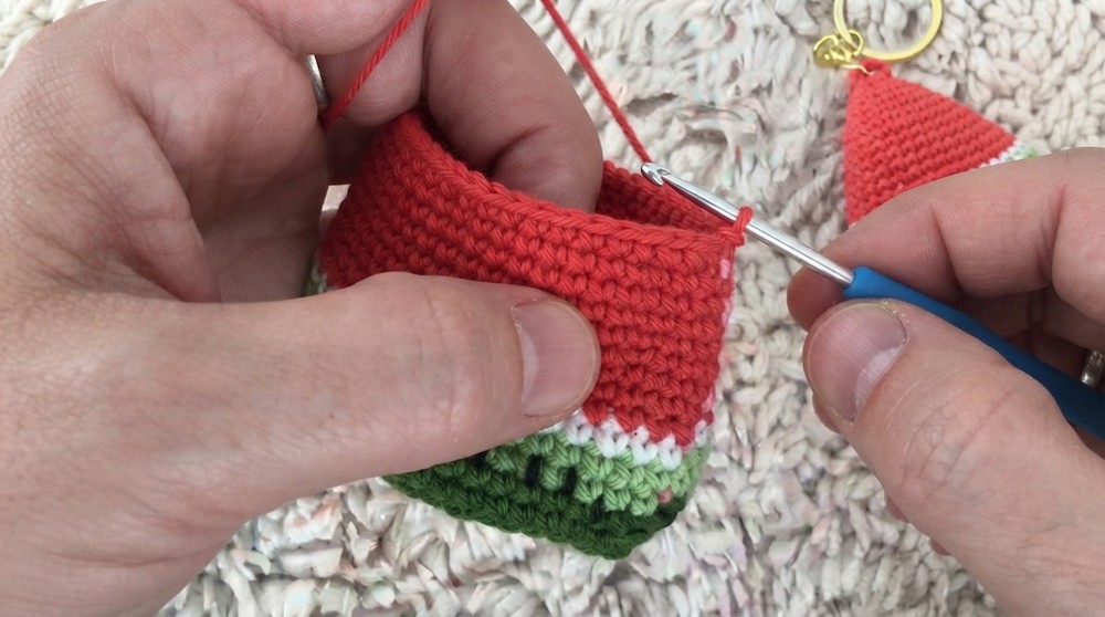 Crochet Watermelon Slice Keychain Pattern 5