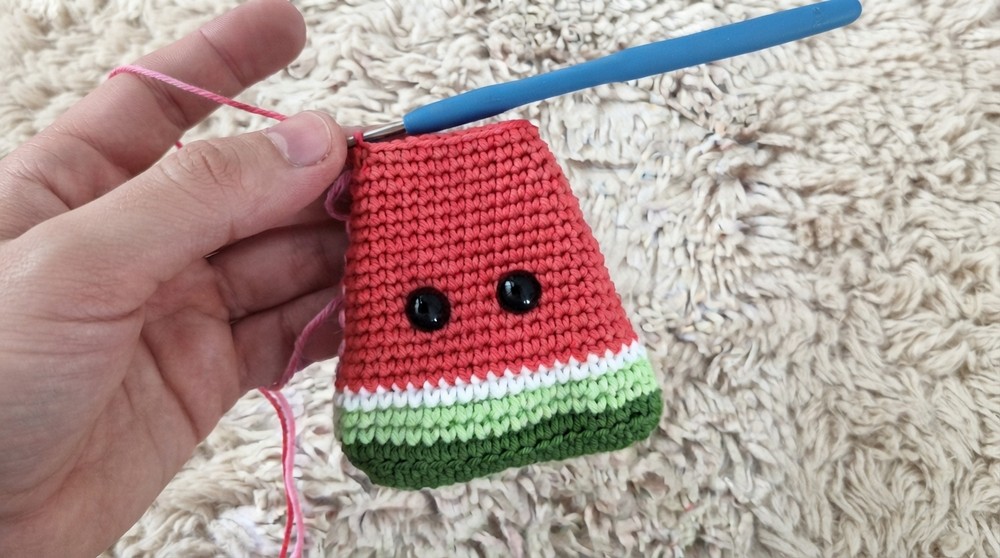 Crochet Watermelon Slice Keychain Pattern 6