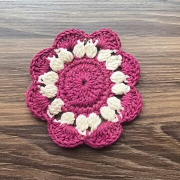 Cute Crochet Flower Coaster Pattern 6