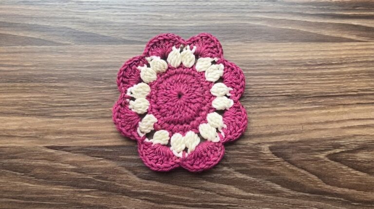 Cute Crochet Flower Coaster Pattern 6