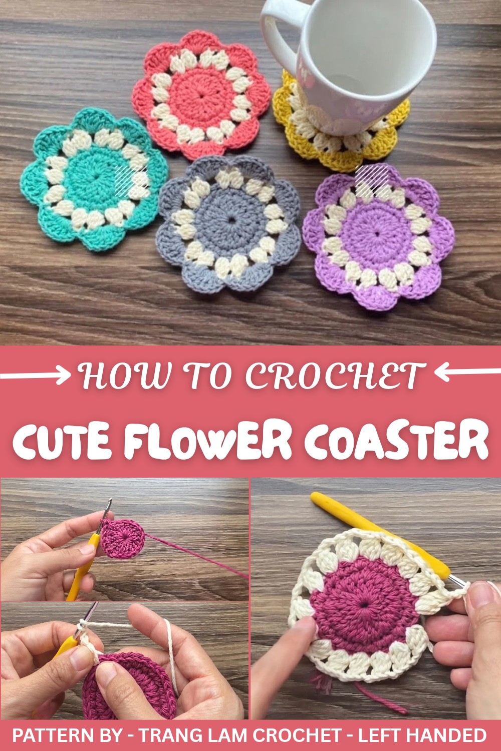 Cute Crochet Flower Coaster Pattern