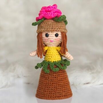 Cute Crochet Girl In A Pot Pattern 7