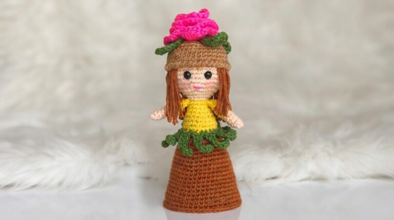 Cute Crochet Girl In A Pot Pattern 7