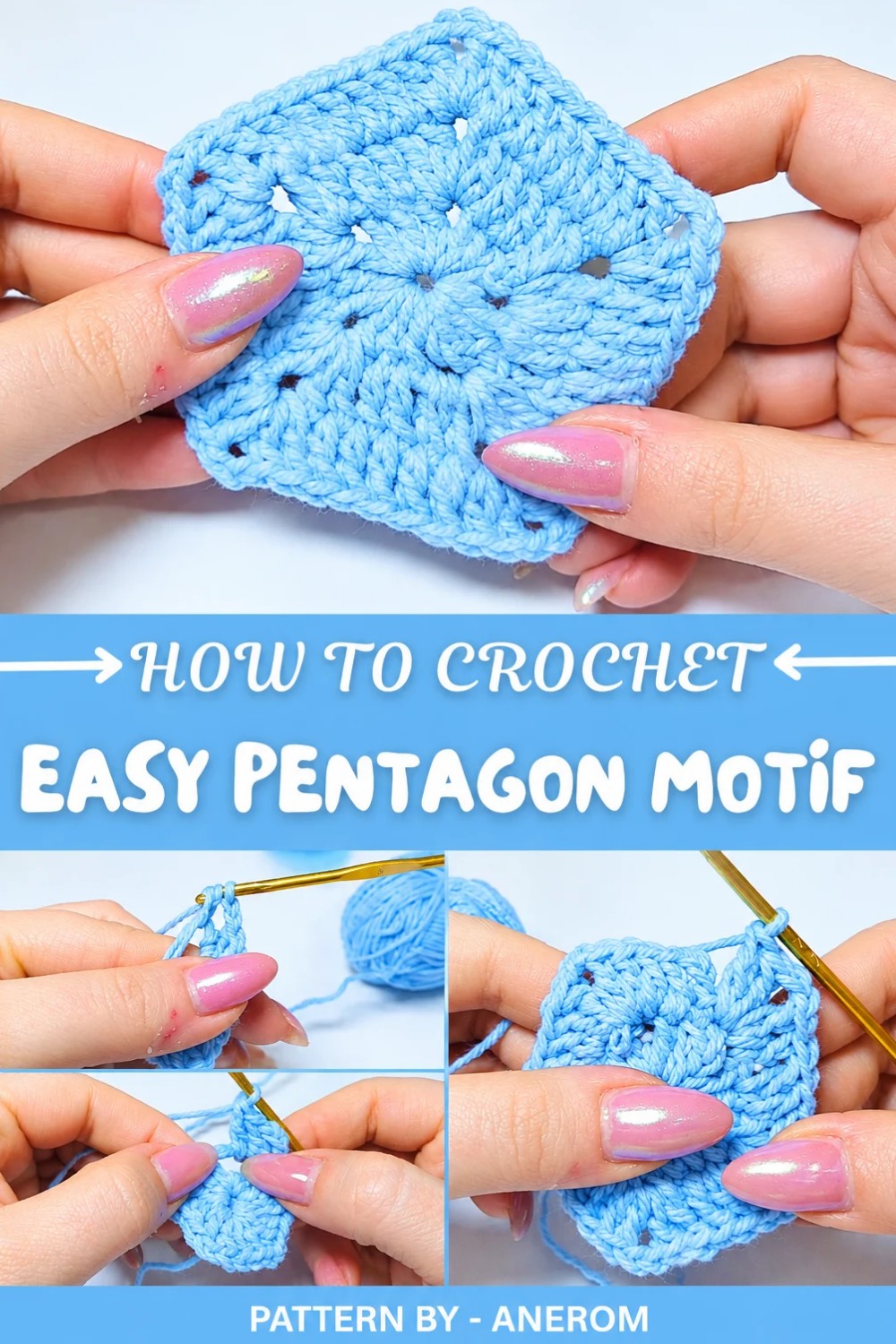 Easy Crochet Pentagon Motif Pattern 1