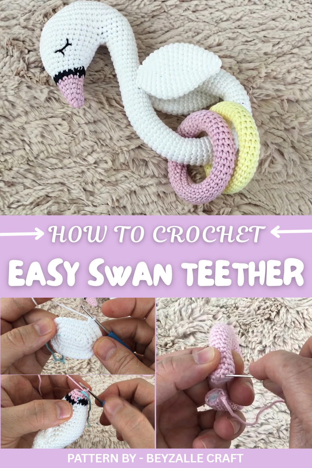 Easy Crochet Swan Teether Pattern