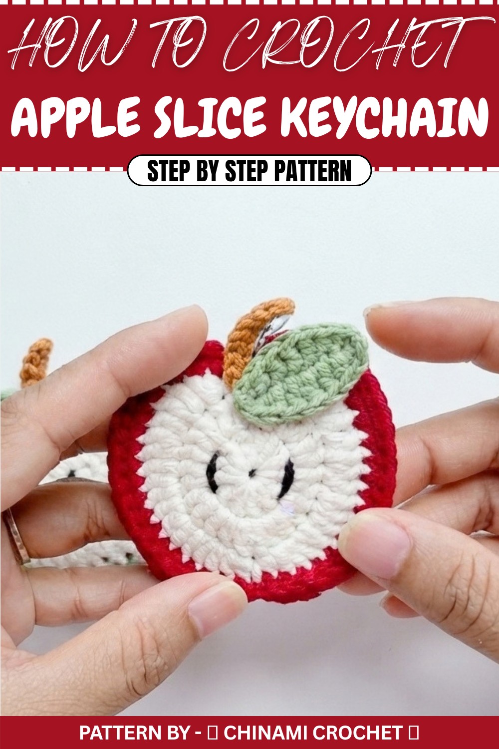 Free Crochet Apple Slice Keychain Pattern
