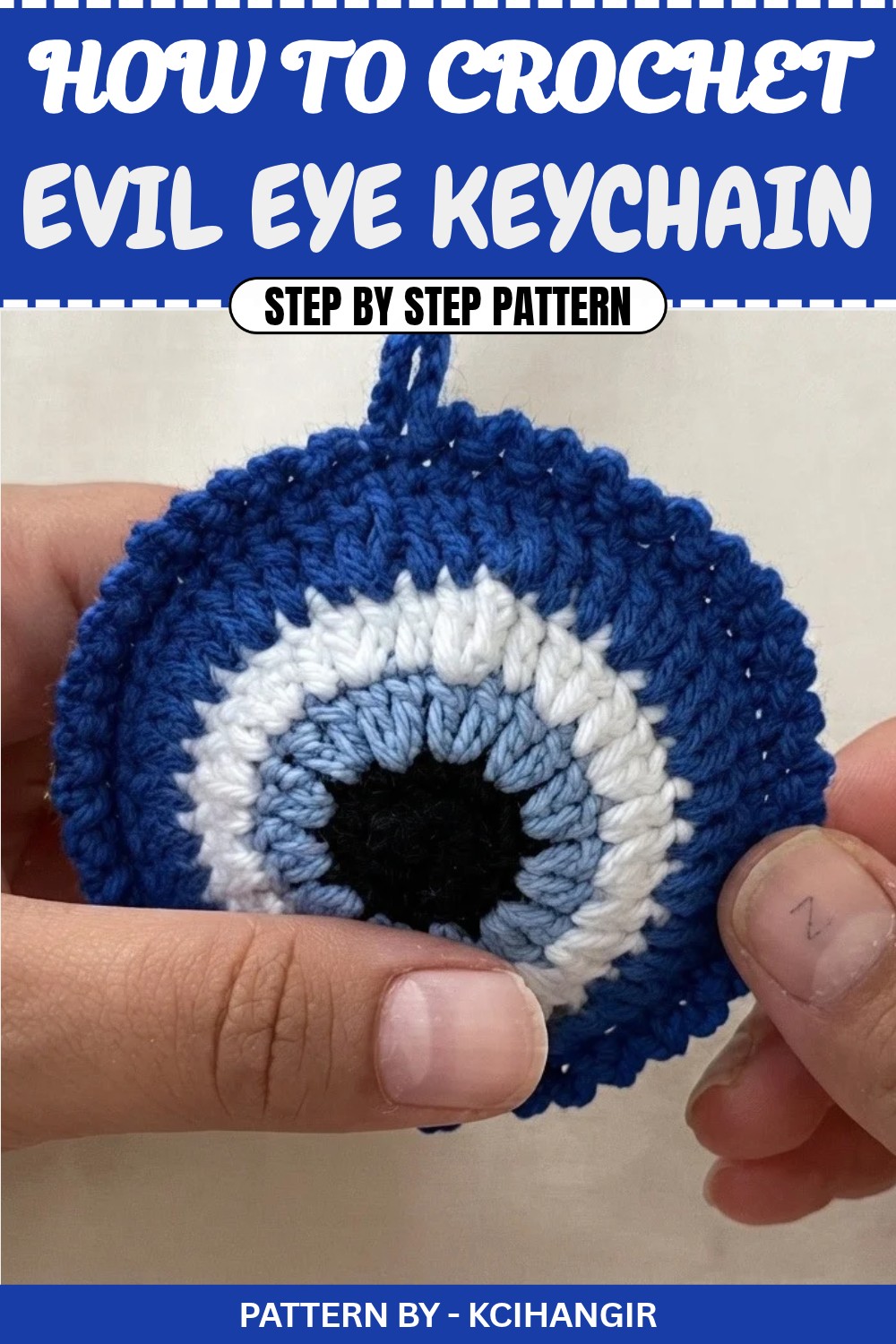 Free Crochet Evil Eye Keychain Pattern