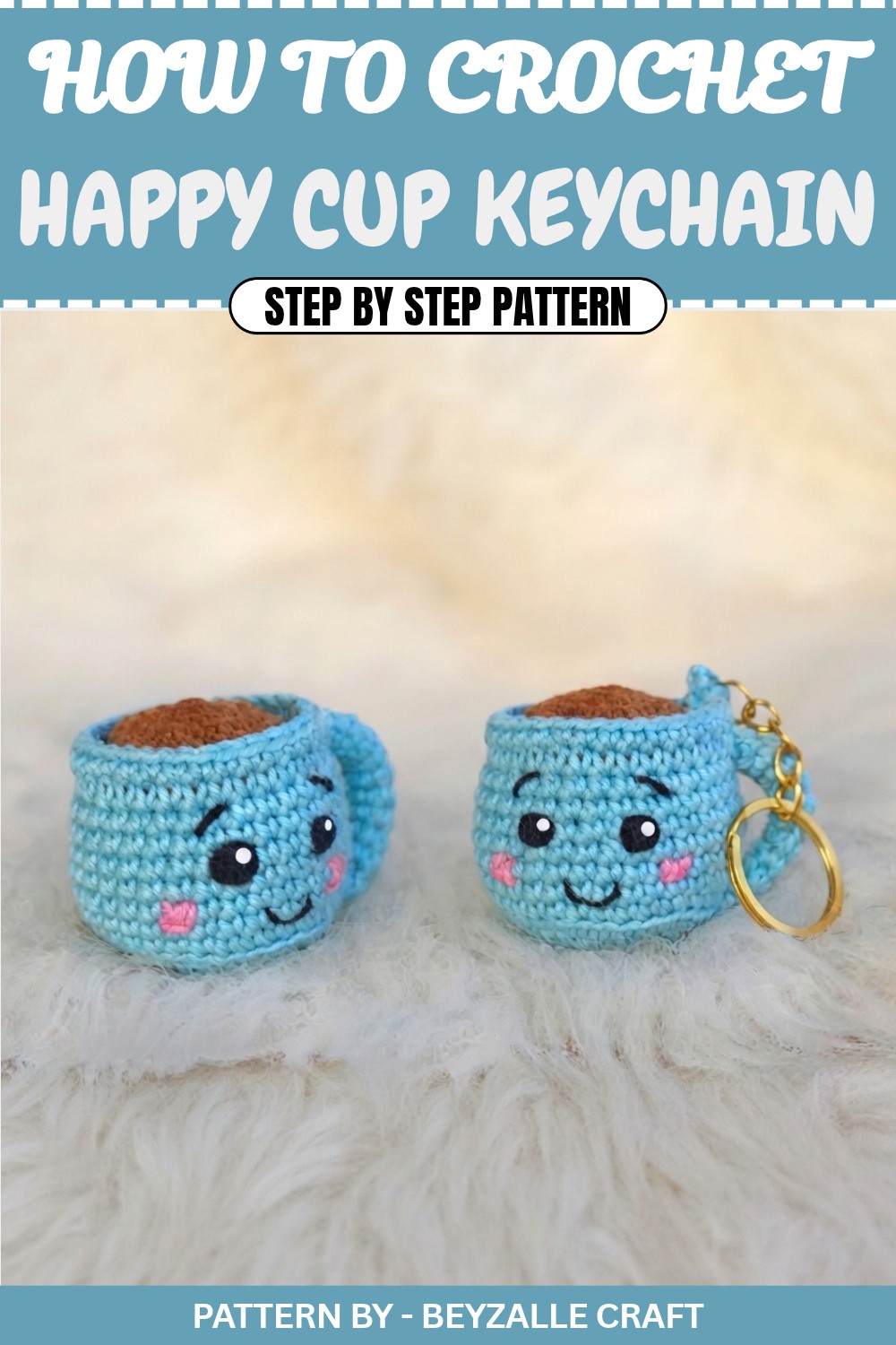 Free Crochet Happy Cup Keychain Pattern