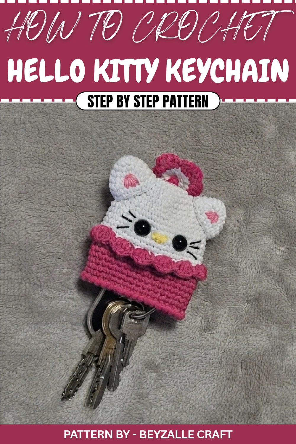 Free Crochet Hello Kitty Keychain Pattern