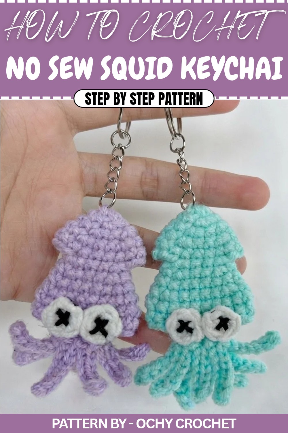 Free Crochet No Sew Squid Keychain Pattern