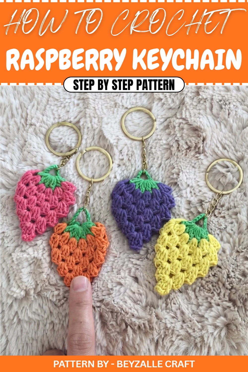 Free Crochet Raspberry Keychain Pattern