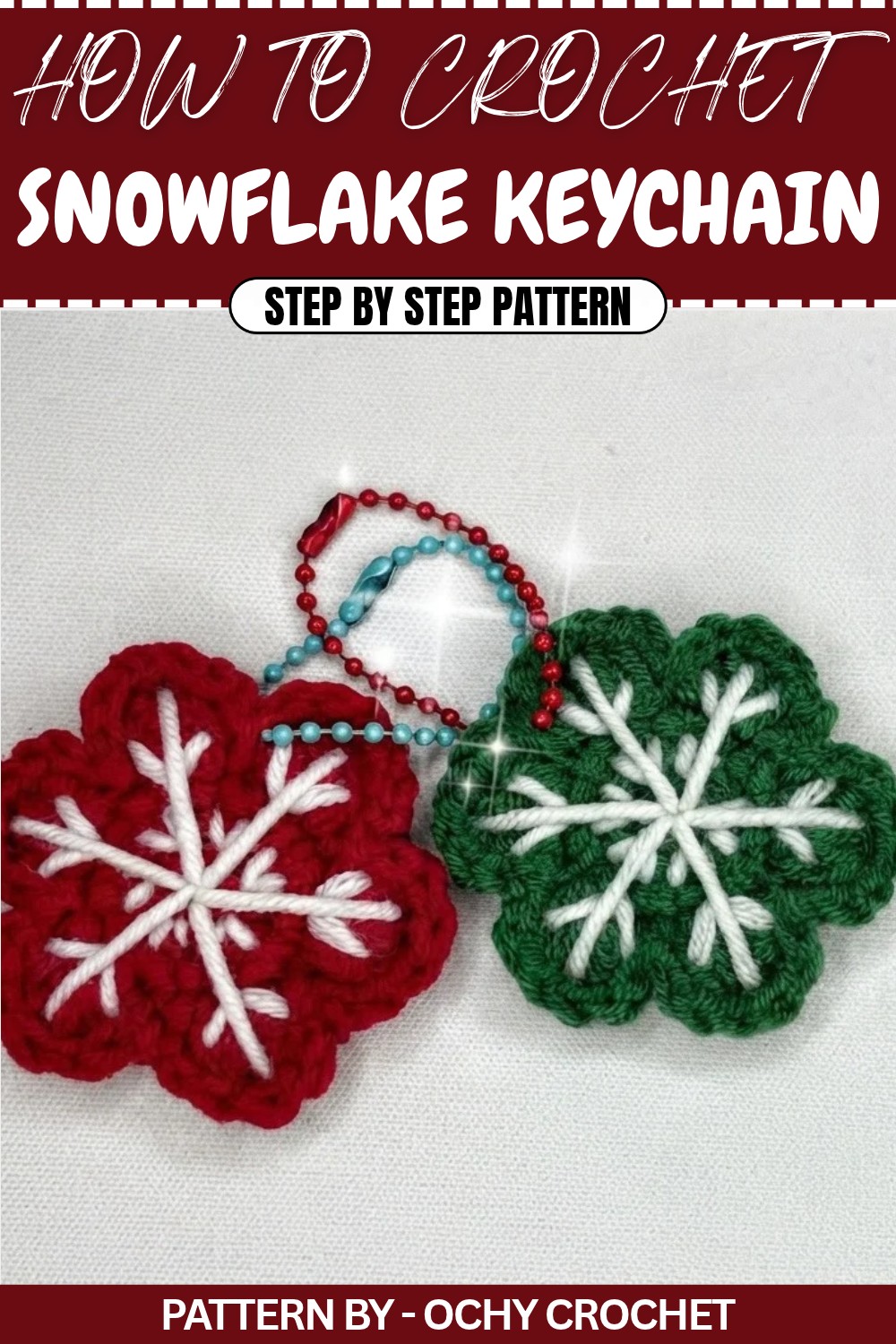 Free Crochet Snowflake Keychain Pattern