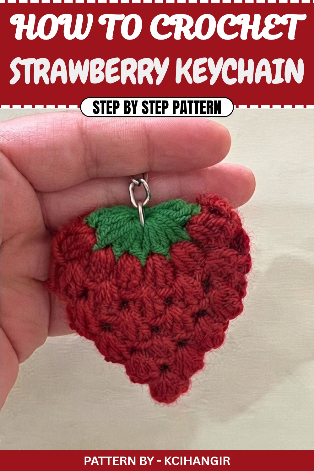 Free Crochet Strawberry Keychain Pattern