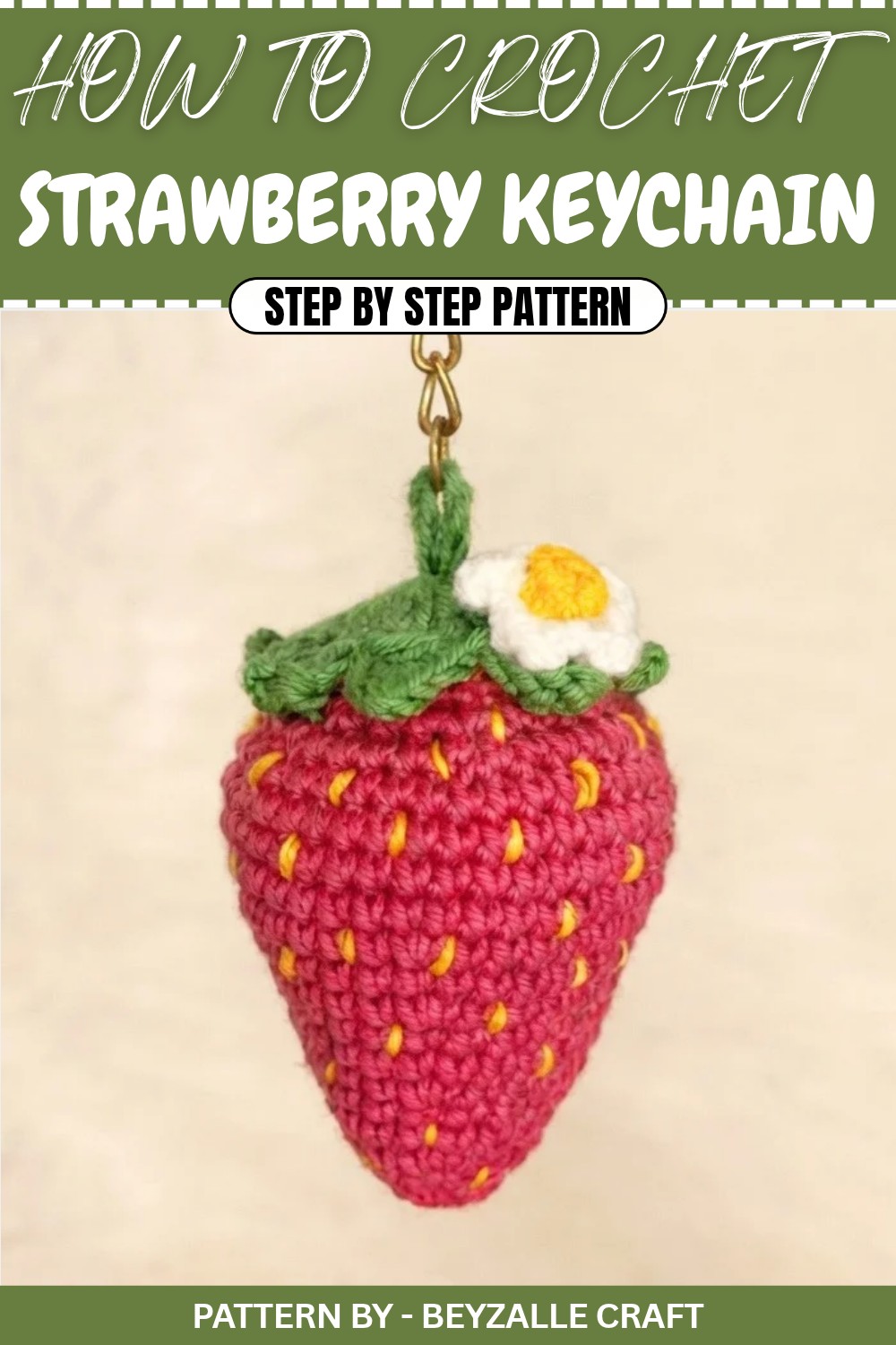 Free Crochet Strawberry Keychain Pattern