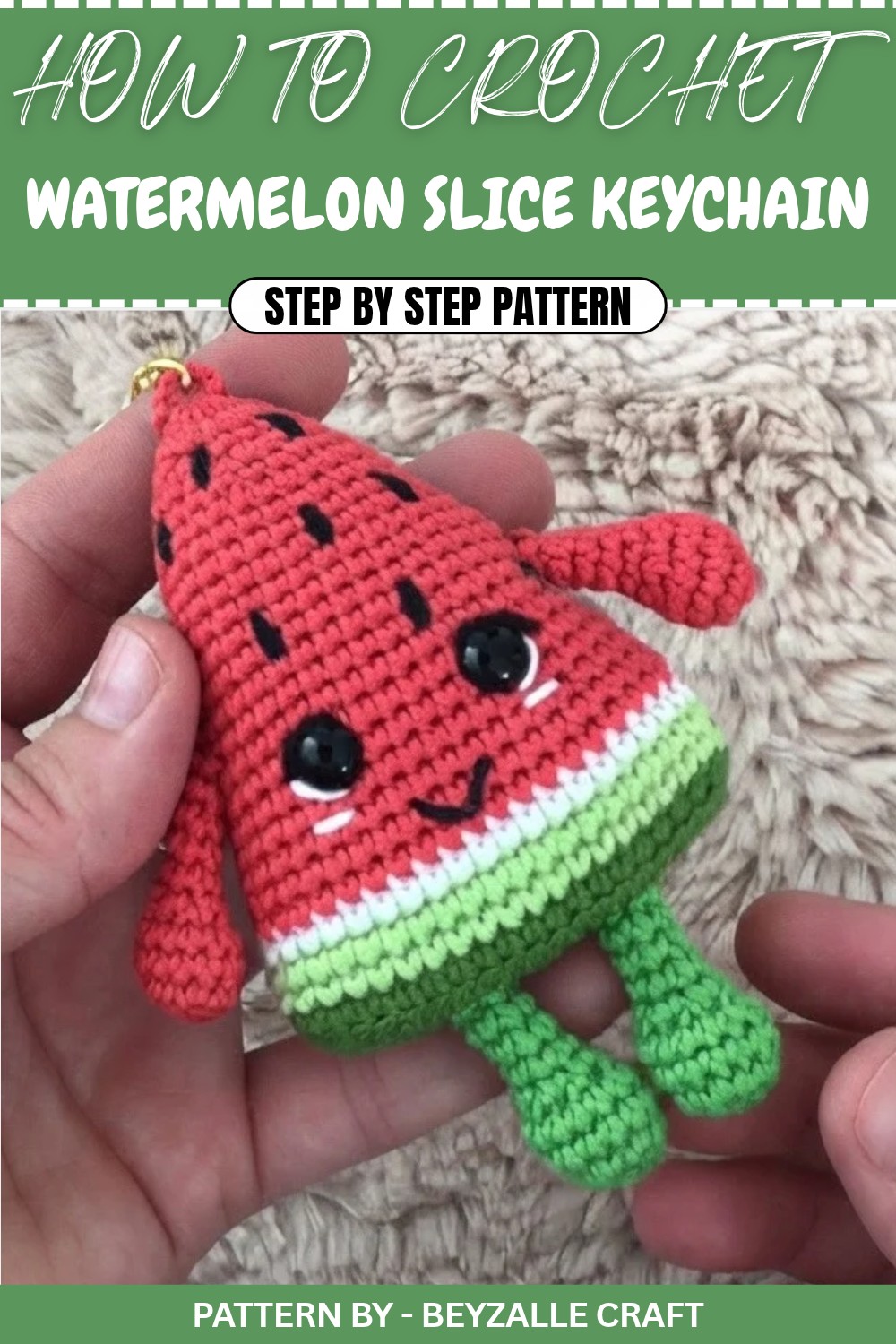 Free Crochet Watermelon Slice Keychain Pattern
