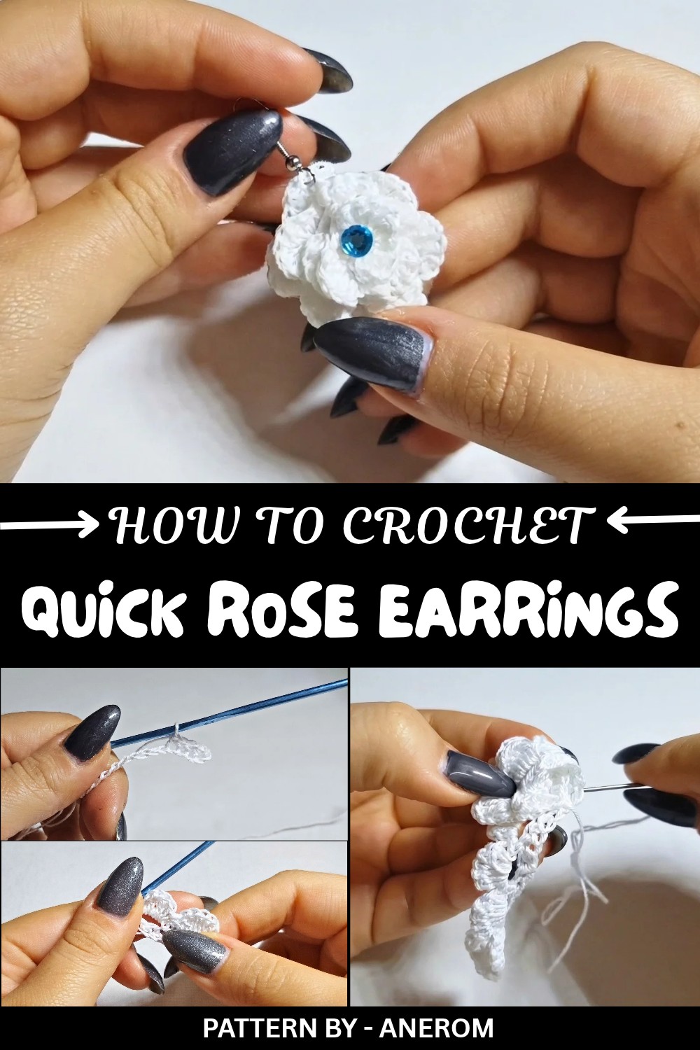 Quick Crochet Rose Earrings Pattern