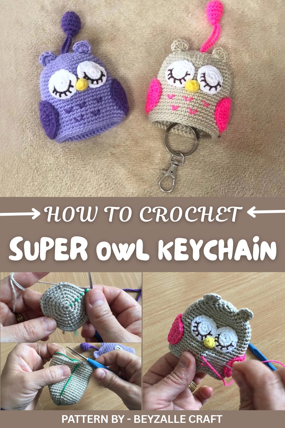 Super Crochet Owl Keychain Pattern